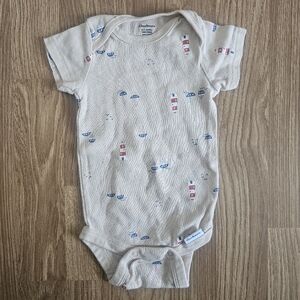 Gerber Beige Bodysuit with Lighthouse Design